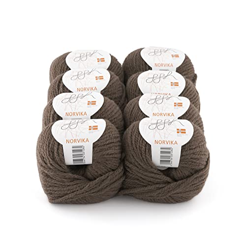 ggh Norvika Box - Schurwolle MIschung - 8x50g Knäuel (insgesamt 400g) - Wolle zum Stricken oder Häkeln Farbe 008 - Taupe von ggh