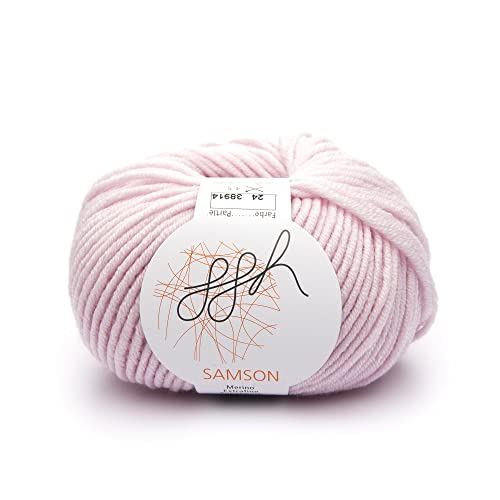 ggh Samson - Merino Wolle (mulesing free) Lauflänge ca. 85m auf 50g - Wolle zum Stricken oder Häkeln - Farbe 024 - Pudriges Rosa von ggh