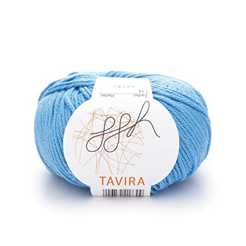 ggh Tavira - 100% Baumwolle - Lauflänge 80m auf 50g - Nadelstärke 4-5 - Wolle zum Stricken oder Häkeln geeignet - Farbe 015 - Aqua von ggh