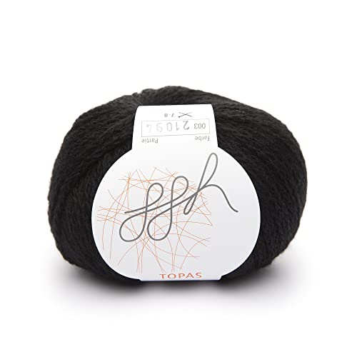 ggh Topas - Schurwolle, Alpaka Mischung - Wolle zum Stricken oder Häkeln - Farbe 003 - Schwarz von ggh