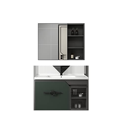 Badezimmerschrank, Aluminiumlegierung, Schiefer mit Schrankkombination, Waschbecken, Badezimmermöbel (Farbe: D, Größe: 80 cm) (D 80 cm) von ghghnrtgefrgnhnxdf