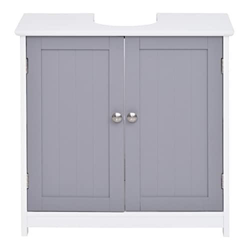 Badezimmerschrank unter der Spüle, Waschtisch, 2-türiger Schrank mit Regalen, 60 x 30 x 60 cm (L x B x H), weiß-graues MDF (D wie abgebildet) von ghghnrtgefrgnhnxdf