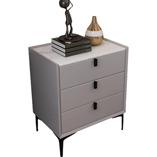 Chevet Faux Cuir Bois Massif Pour Chambre Coucher mit Tiroirs Meuble Lateral a Surface Rock (Grau) von ghghnrtgefrgnhnxdf