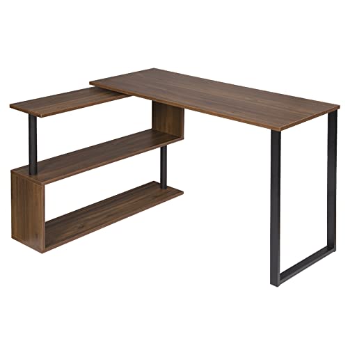 Computer-Büroschreibtisch aus Holz, L-förmiger Eckschreibtisch mit Regalen, faltbarer Arbeitsplatz, PC, Gaming, Arbeitszimmer, Schreibtisch, Zuhause (Farbe: D, Größe: 100 x 25 cm) (D 100 x 25 cm) von ghghnrtgefrgnhnxdf