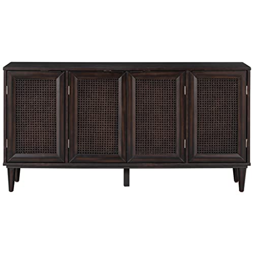 Funktionales Küchen-Sideboard mit Glasschiebetüren und integriertem Weinschrank mit 16 Bar und Weinglasregal (D 147,3 x 35,6 x 76,2 cm) von ghghnrtgefrgnhnxdf