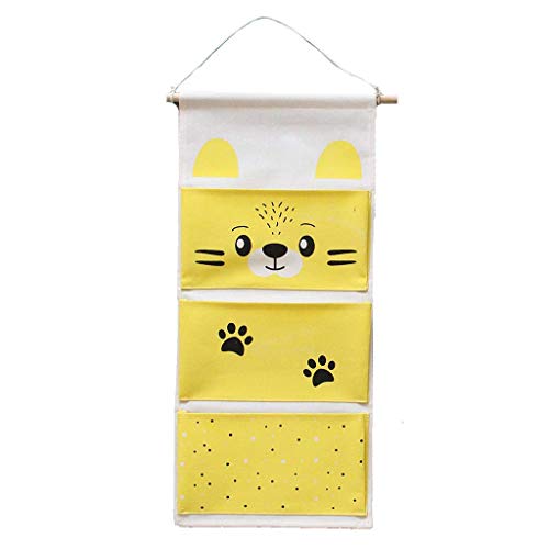 Hochwertiger Leinenstoff, hängende Aufbewahrungstaschen mit 3 Taschen für Schlafzimmer, Badezimmer (Farbe: A) von ghghnrtgefrgnhnxdf