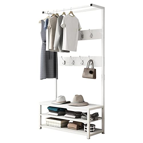 Hutgarderobe, Stoff-Schuhhocker-Regal, Kleiderständer, Kleiderständer, 2-stöckig, Kleiderständer (Farbe: Schwarz, Größe: 60 x 34 x 170 cm) (E 60 x 34 x 170 cm) von ghghnrtgefrgnhnxdf