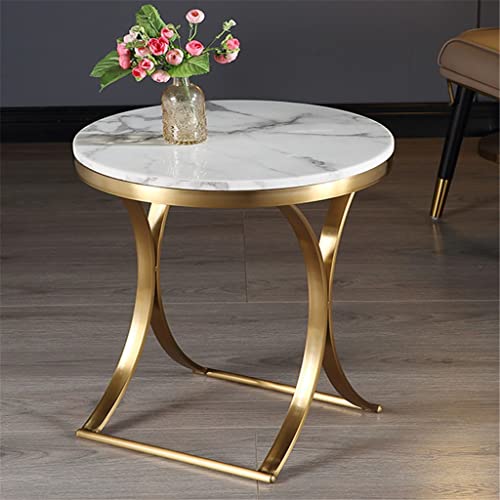 Marmor, Beistelltisch, Sofa, Bed End, klein, rund, Kaffeetisch, Edelstahl, goldbeschichtet, 50 x 58 cm von ghghnrtgefrgnhnxdf