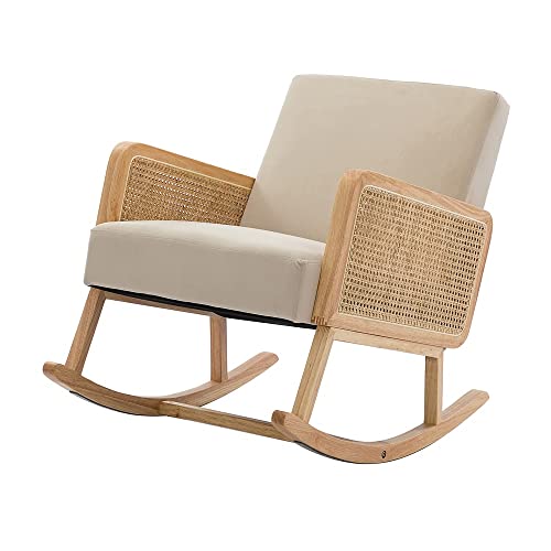 Schaukelstuhl mit Rattan-Armlehnen, Stoffsofa, ideal für Wohnzimmer (Farbe: E, Größe: 1 Code) (E 1 Code) von ghghnrtgefrgnhnxdf