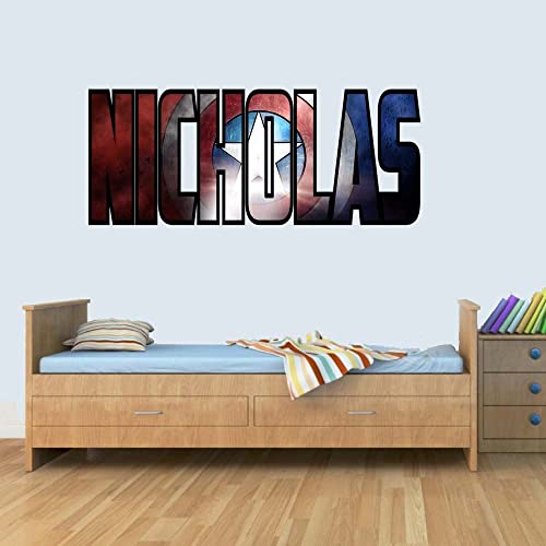 GNG Customized Captain America Schild Kindername Wandaufkleber Kunst für Jungen/MädChen Schlafzimmer L von giZmoZ n gadgetZ