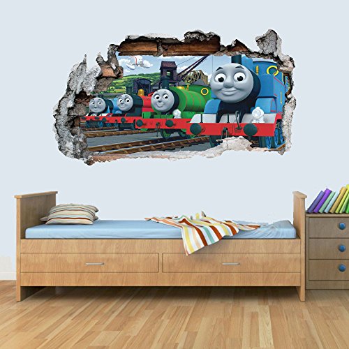 GNG Trains Tank Engine Freunde 3D Smashed Wandaufkleber Jungen MädChen Schlafzimmer M von giZmoZ n gadgetZ