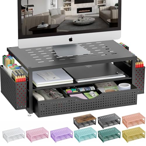 gianotter Schreibtisch-Computer-Monitorständer mit Schublade und 2 Stifthaltern, Schreibtisch-Organizer, Monitorständer für Schreibtisch, Aufbewahrung für Klassenzimmer, Bürobedarf, Dekoration gianotter Schreibtisch-Computer-Monitorständer mit Schublade und 2 Stifthaltern, Schreibtisch-Organizer, Monitorständer für Schreibtisch, Aufbewahrung für Klassenzimmer, Bürobedarf, Dekoration von gianotter