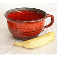 Handgemachte Servierschüssel Aus Roter Keramik Mit Griff 8 "Rad Salatschüssel Geworfen." von gidizivanpottery