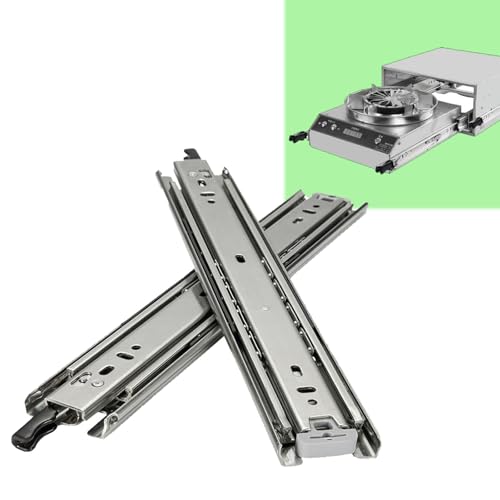 Schwerlast Schubladen Läufer mit Schloss | Maximale Traglast 68 kg | 3-Sektion Abnehmbar Schubladen Schiene | 51 mm Breit x 1000 mm Länge | DIY Möbelschubladen Rutschen Kit von gifsin