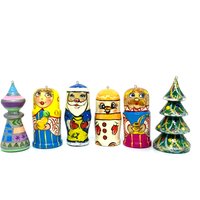 Ukrainisch Holz Weihnachtsset Baumschmuck Handbemalt Geschnitzt Wohndekoration Geschenk Miniatur, Weihnachtsschmuck Weihnachtskugel Freude von giftelitecom
