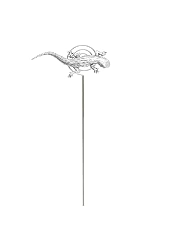 PP-A29 Eidechse (Gecko) englisches Zinn auf einem Metall-Zier-Blumenbeet für den Garten, Gedenkpflanzen, Fensterkasten, Schild von gifts for all