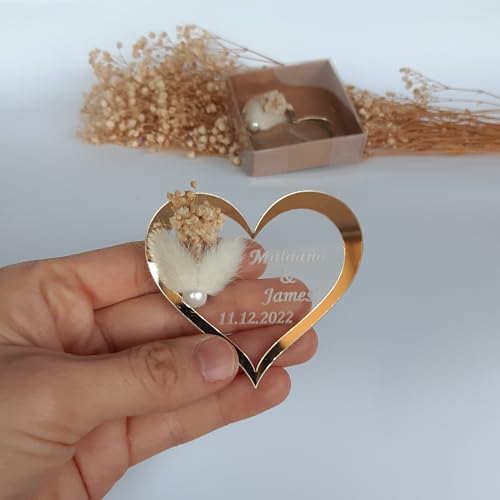 Giftupstore Acryl-Magnet für Hochzeitsgäste – Gold- und Silberherz, Acryl-Magnet, Andenken – einzigartige Brautparty-Geschenke, Babyparty und Verlobungs-Souvenirs (Gold, 18 Stück) von giftupstore