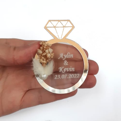 Partygeschenk für Gäste, Acryl-Magnet für Brautpartys, elegante Rückkehrgeschenke, Kühlschrankmagnet für Babypartys (Goldring-Stil, 25 Stück) von giftupstore