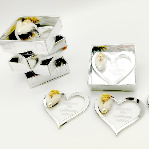gastgeschenke Hochzeit personalisiert 60 Stück, Gold Silber Acryl Hochzeit gastgeschenke für die gäste,Taufe Kommunion Konfirmation,Geburtstag, schön das du da bist, Brautparty s (Silber, 60 Stück) von giftupstore