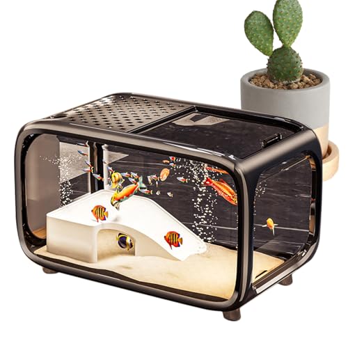Aquarium Fischwanne - Fischwanne mit skalierbarer Dekoration für Landschaft, Behälter aus transparentem Acryl Habitat für Schildkröten Schnecken Betta Wasserpflanzen von gifyym