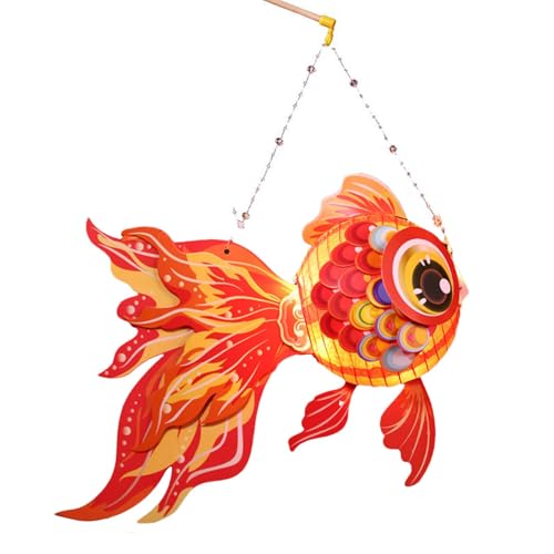 Chinesische Mid-Autumn Festival Laterne – Handgefertigte Handlampe mit goldenem Fisch-Design, niedliches Tier-Licht, Ornament, Heimdekoration, für Mitte und Frühling von gifyym