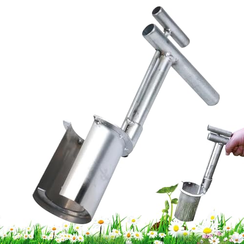 Garten-Umpflanzwerkzeug mit langem Griff – Graben und Umpflanzen – leicht zu lösender Griff entfernt und wirft Erde aus | rutschfeste ergonomische Griffe | Edelstahl-Unkrautjäter | von gifyym