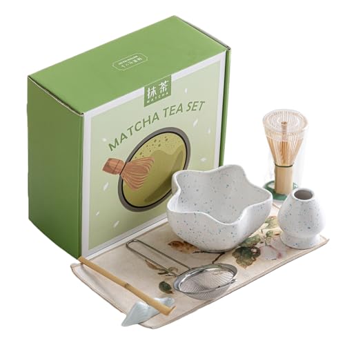 Matcha -Set - Matcha Whisk With Holder | Whisk Set | Bowl Stand Tea Scoop Shifter Mit Handtuch | Home Use Yoga Meditation Office Party Versammlung Medizin Entspannen Sie Sich von gifyym
