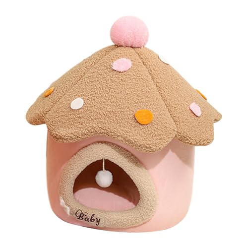 Pilzförmiges Katzenhaus,Pilzkatzenbett - Warmes Katzennest,Gemütliches Haustierbett, Höhlennest, Katzenschlafbett, Welpenhaus mit abnehmbarem und waschbarem Kissen für Katzen von gifyym