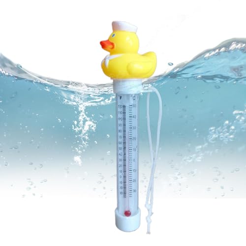 Schwimmbecken Thermometer Gummiente | Floatendes Wasserthermometer mit Schnur | Präzise Temperaturmessung für Pools, Spas, Whirlpools und Aquarien | Outdoor & Indoor Anwendung von gifyym