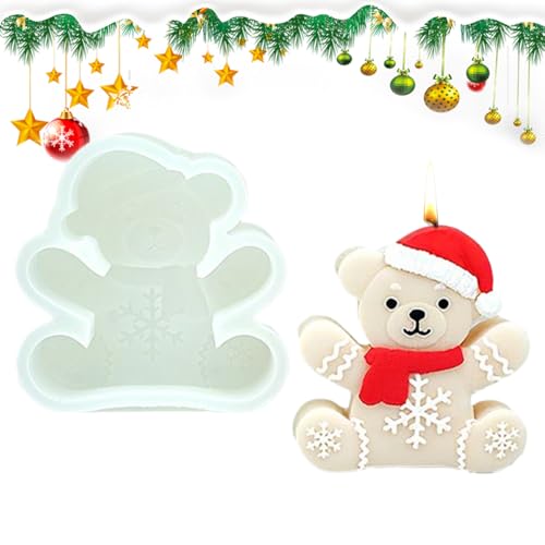 Silikon Weihnachtsformen - Bären Kerzenformen - Einfache Entformung Nicht Klebende Silikonform Handwerkzeuge Zum Backen Seife Kerze Schokolade Cupcake Deko Fondant von gifyym