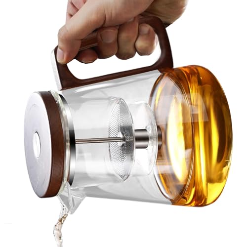 Teekanne aus klarem Glas mit Teesieb – Glas-Teekanne | runde Form mit Teesieb | Borosilikat-Teekanne für losen Tee | Große Kapazität Drucksteuerung Tee-Ei Glas für Hsafe Teebereiter von gifyym