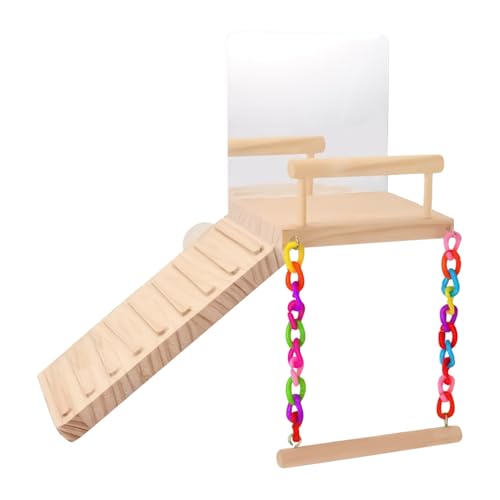 Vogel Sitzstange Stand | Aus Holz Mit Kletterleiter Und Spiegel Als Trainingsstand,Käfigzubehör Und Nagerspielzeug Für Großsittiche Wellensittiche Finken Vogel Sitzstange Stand | Aus Holz Mit Kletterleiter Und Spiegel Als Trainingsstand,Käfigzubehör Und Nagerspielzeug Für Großsittiche Wellensittiche Finken von gifyym
