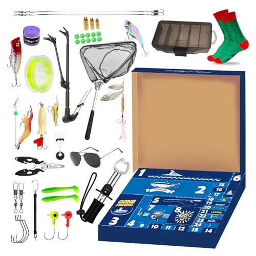 Weihnachts Countdown Angeln | 24 Tage Adventskalender Greifer Set | Angelruten Halter Köderzubehör für Salzwasser Süßwasser | Erwachsene Männer Jugendliche Angler Spannende Weihnachts Countdown Angeln | 24 Tage Adventskalender Greifer Set | Angelruten Halter Köderzubehör für Salzwasser Süßwasser | Erwachsene Männer Jugendliche Angler Spannende von gifyym