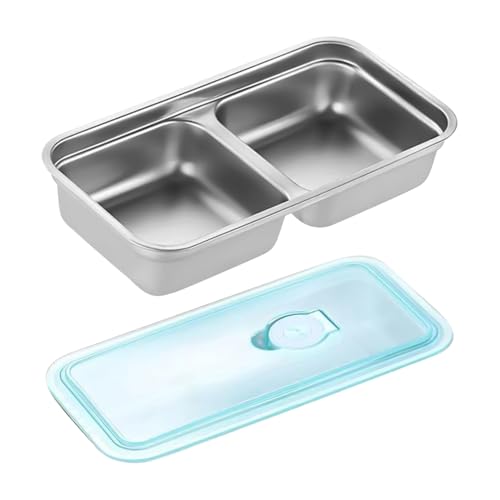 gifyym Edelstahl - - Doppelfächer -Snacktöpfe - Box Für Kinder Und Erwachsene - Lunchbehälter Mit Deckel | Leckproofes Lebensmittelspeicher -Behälter Für Kinder Und Erwachsene | Tragbares von gifyym