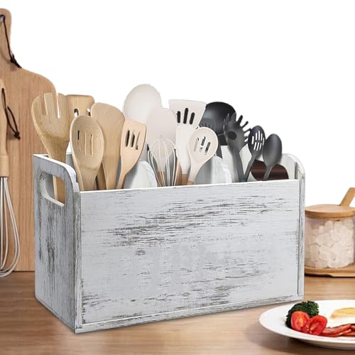 gifyym Hölzerne Ussensile-large Hölzerne Ussensile | Küche Utensilës Storage Box | Unterstützung Für Spatel, Besteck, Löffel Und Küchenzubehör von gifyym