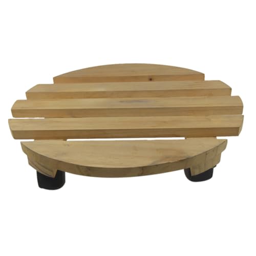 gifyym Holzpflanzentrolley - Pflanzencaddy Mit n - Rollender Blumenständer | Hölzerner Rollender Blumenständer Mit 360 ° Drehstock | Innen- Und Outdoor Pot Mover | Rollenschale Für Große Pflanzer von gifyym