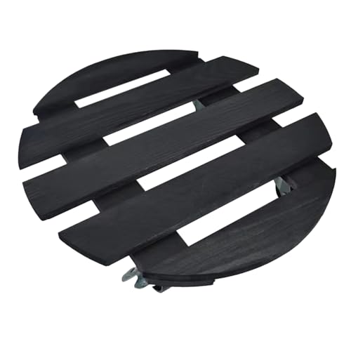 gifyym Holzpflanzentrolley - Pflanzencaddy Mit n - Rollender Blumenständer | Hölzerner Rollender Blumenständer Mit 360 ° Drehstock | Innen- Und Outdoor Pot Mover | Rollenschale Für Große Pflanzer von gifyym