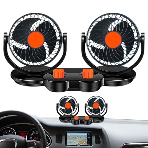 gifyym Kaltluftgebläse für Automobile - Zweiköpfiger 12V/24V Reisemobil Ventilator | Fahrzeug Zubehör für Golfwagen Boot LKW ATV Marine Armaturenbrett Rücksitz von gifyym