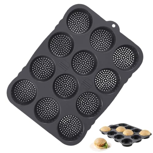 gifyym Silikon-, Brötchenformen zum Backen,Silikon-Backform mit 12 Mulden - Einfach zu lösendes Kuchenbackwerkzeug für Eier, Hamburger, Brötchen, Muffins von gifyym