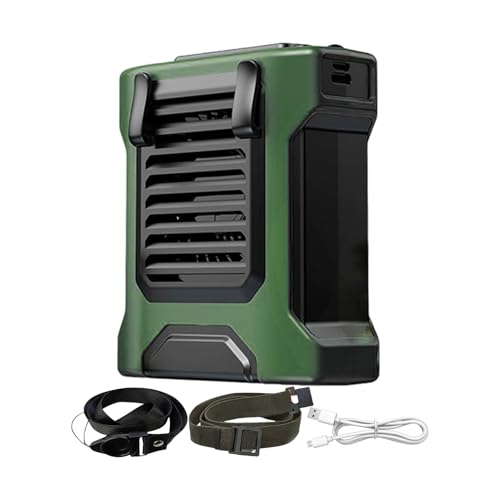 gifyym Tragbarer Lüfter | Tragbares Gebläse Mit 4-Stufen Und Taschenlampe,Windgebläse mit Taschenlampe und Powerbank für die Arbeit Camping Sommer Wandern Angeln Baustelle Fitnessstudio Schreibtisch von gifyym