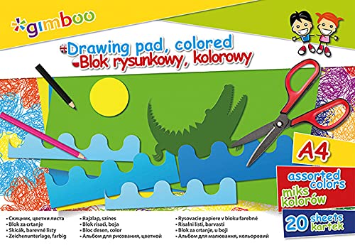 Gimboo 7531BTS17-99/K Malblock für Kinder/Bunt Farbige Papier/ 6er Pack/DIN A4-20 Blatt 70g/m²/ Farbe: Farbmischung/Glatt von gimboo