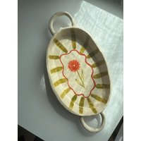 Handbemalte Keramik Schale Handbemaltes Blumenmuster, Küchen Dekor von gioiaceramics