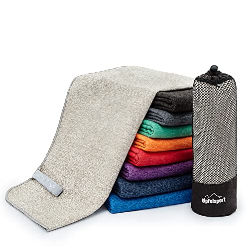 Mikrofaser Handtuch Set - für Sauna, Fitness, Sport I Strandtuch, Sporthandtuch I Hellgrau_Brush XL: 180x80 von gipfelsport