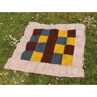 Kleine Vintage-strickdecke, Saumur, Schachbrettmuster-strickstreifen von gipsyplaid