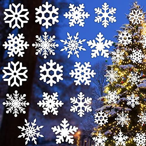 16 Stück große Schneeflocken Ornamente Dekorationen 30,5 cm Weihnachten Hängende Dekorationen 8 Stile Außenornamente Weihnachten Urlaub Hof Baum Dekor Weiß Schneeflocken von gisgfim