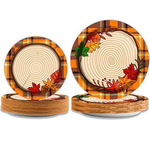 72-teiliges Herbst-Thanksgiving-Partyzubehör, Pappteller, Herbst, Einweg-Dessert-Set, Thanksgiving, Essteller, Geburtstagsgeschirr, Dekorationen, inklusive 36 Stück 22,9 cm und 36 Stück 17,8 cm Teller von gisgfim