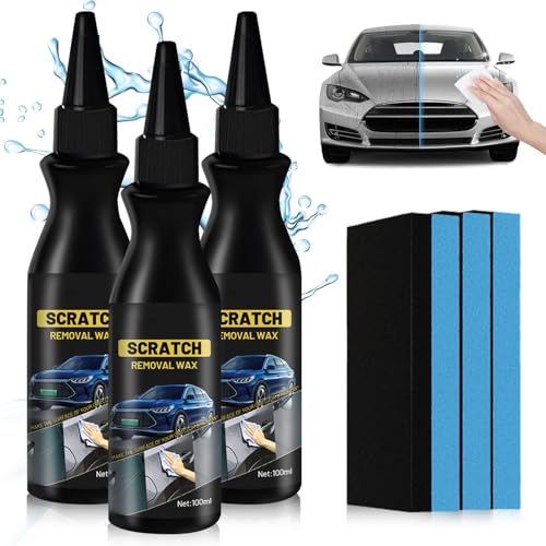 Effektiver Autokratzer-Entferner mit Schwamm, 2025 Neuest Autolack Reparatur Polieren Paste, Tiefen Kratzer Reparatur Creme, Glanzes des Autolacks und Entfernt Kratzer Effektiv und Schnell (3) von givuaime