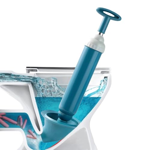 Rohrreiniger Druckluft, 2025 Neuest Rohrreinigungspumpe, Löst Schnell Abflussverstopfung, Hochdruck Abflussreiniger Pumpe für Toiletten, Waschbecken, Bodenabläufe, Abflussrohre (Blau) von givuaime