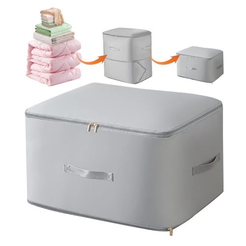 Ultra Platz Sparender Selbstkomprimierender Organizer, 2025 Neu Komprimierender Beutel, Groß Aufbewahrungstasche mit Verstärkt Griff für Bettdecken Kleidung Decke (Grau, XL#52x42x60cm) von givuaime