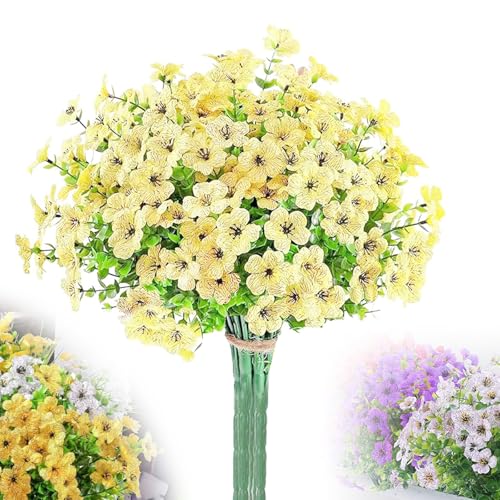 givuaime 5/10 Bündel Künstliche Blumen, Kunstblumen Wie Echt, Künstliche Balkonpflanzen, Kunstpflanzen Outdoor Wetterfest, Für Hochzeit Dekoration Ornamente, Innen Outdoor (5, Gelber Roland) von givuaime